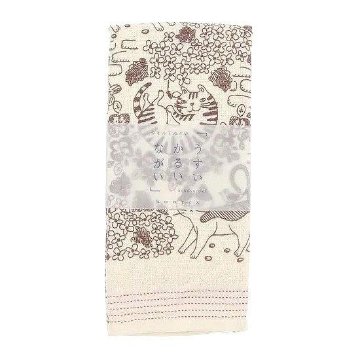 うすい　かるい　ながい　タオルてぬぐい（猫の庭）の画像