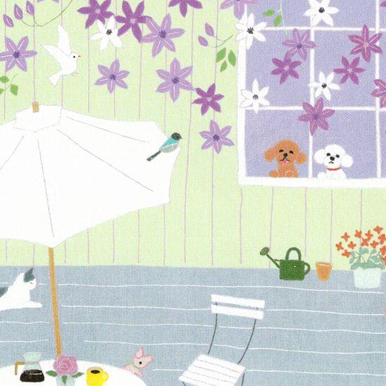 ひらいみも ポストカード（子ブタと紫の花）の画像