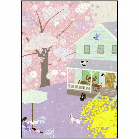 ひらいみも ポストカード（子ブタと桜がある店）の画像