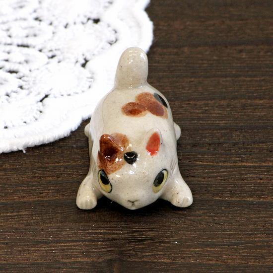 豆屋　箸置き（仔ねこ　ミケ　ふせ）の画像