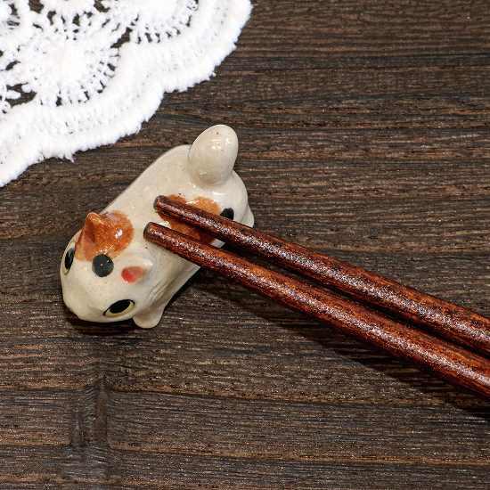 豆屋　箸置き（仔ねこ　ミケ　立ち）の画像