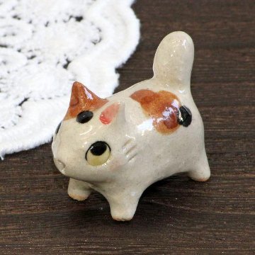 豆屋　箸置き（仔ねこ　ミケ　立ち）の画像