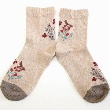 あなたに優しい靴下（花柄とトリ）の画像