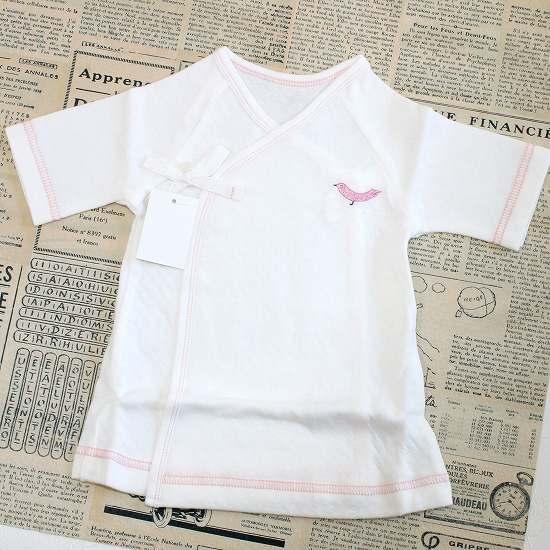 【訳あってお買い得！】まえをけいこ。短肌着（ことり）ピンクの画像