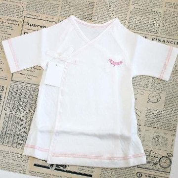 【訳あってお買い得！】まえをけいこ。短肌着（ことり）ピンクの画像