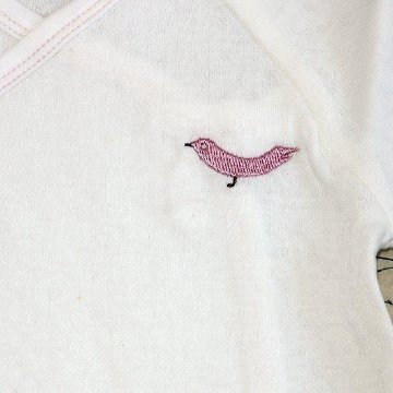 【訳あってお買い得！】まえをけいこ。短肌着（ことり）ピンクの画像