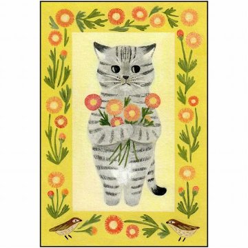 絵本の中のねこ ポストカード（サバトラ・デージー）の画像