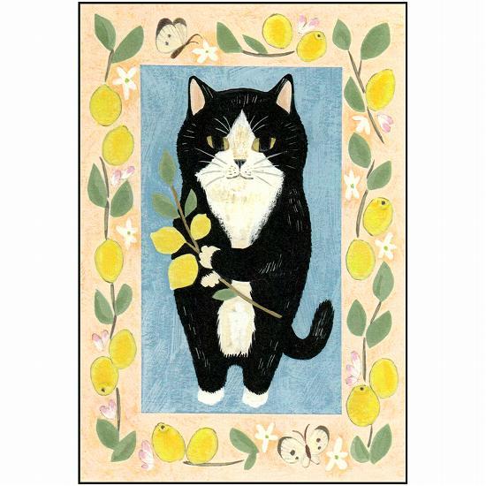 絵本の中のねこ ポストカード（タキシード猫・レモン）の画像