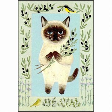 絵本の中のねこ ポストカード（シャム猫・オリーブ）の画像