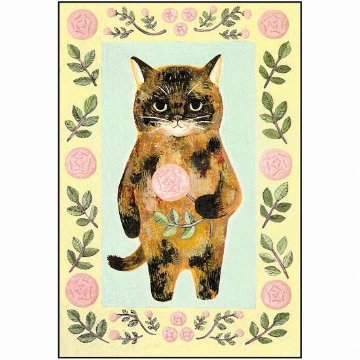 絵本の中のねこ ポストカード（サビネコ・ローズ）の画像