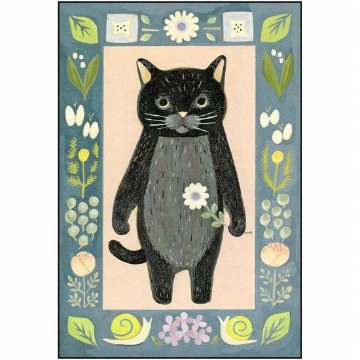 絵本の中のねこ ポストカード（クロネコ・かたつむり）の画像