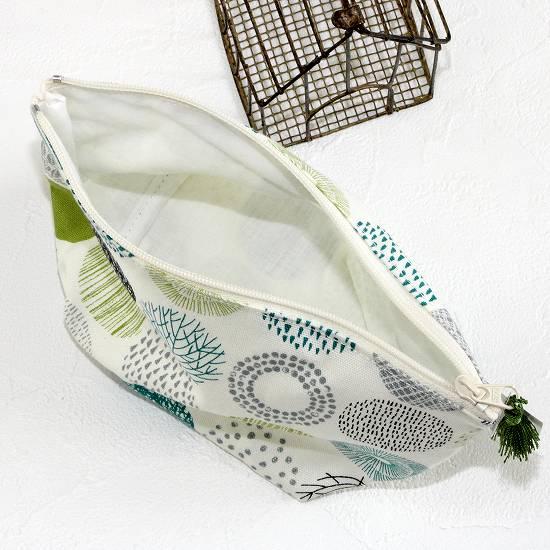 Laflor 舟形ポーチ　北欧風ドット　グリーンの画像