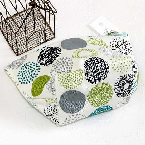Laflor 舟形ポーチ　北欧風ドット　グリーンの画像