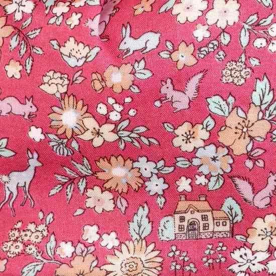 Laflor 舟形ポーチ　リバティ風　森の動物　ピンクの画像