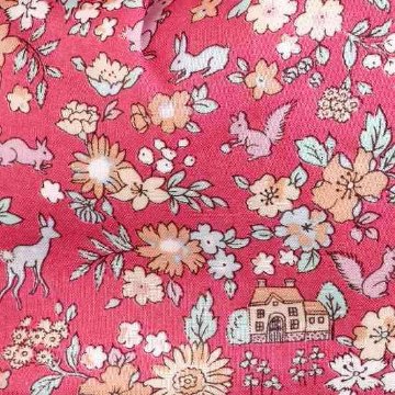 Laflor 舟形ポーチ　リバティ風　森の動物　ピンクの画像