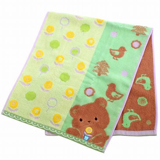 fu.re.ru ホイップクリーム　フェイスタオル（クマ）グリーンの画像