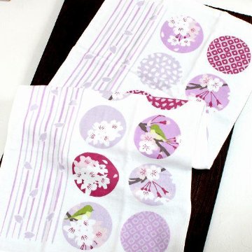 さいか　ガーゼたおる（桜にメジロ）の画像