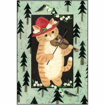 絵本の中のねこ ポストカード（バイオリン猫）の画像