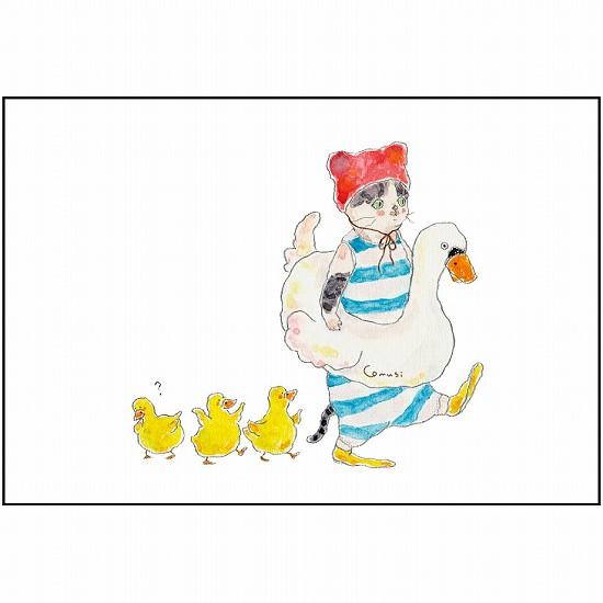 トコロコムギ ポストカード（プールにゃんこ）の画像