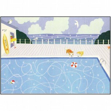 ひらいみも ポストカード（プール：2匹の犬）の画像