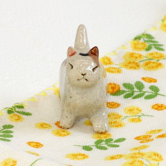 豆屋　箸置き（ねこ　歩き　ミケ濃茶）の画像