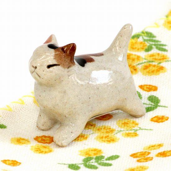 豆屋　箸置き（ねこ　歩き　ミケ濃茶）の画像