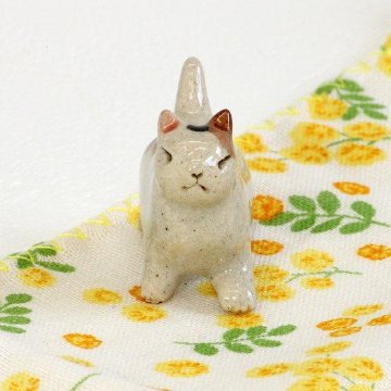 豆屋　箸置き（ねこ　歩き　ミケ濃茶）の画像