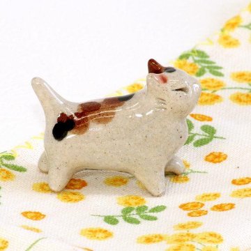 豆屋　箸置き（ねこ　歩き　ミケ濃茶）の画像