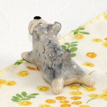 豆屋　箸置き（ミニチュアシュナウザー　ソルト＆ペッパー　ひらめ寝）の画像
