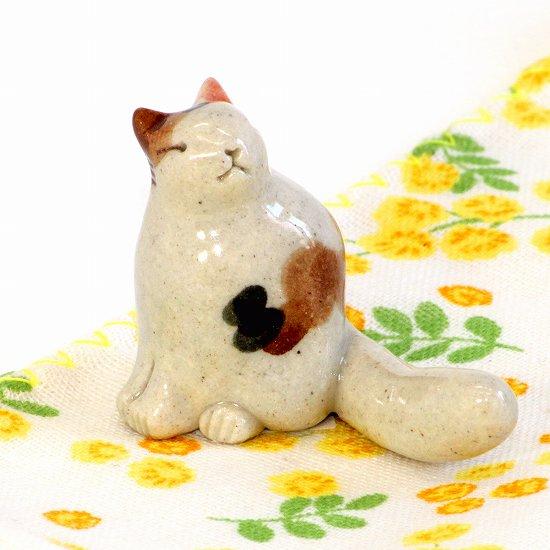 豆屋　箸置き（ねこ　おすわり　ミケ濃茶）の画像