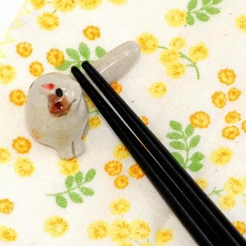 豆屋　箸置き（ねこ　おすわり　ミケ濃茶）の画像