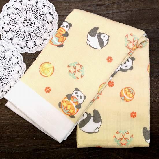 さいか　ガーゼたおる（ころころパンダ）ベージュイエローの画像