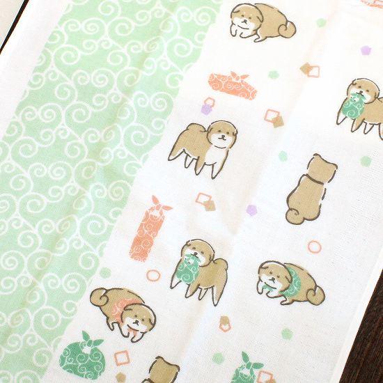 さいか　ガーゼたおる（こそどろわんこ）グリーンの画像