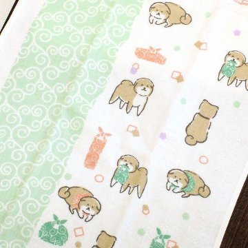 さいか　ガーゼたおる（こそどろわんこ）グリーンの画像