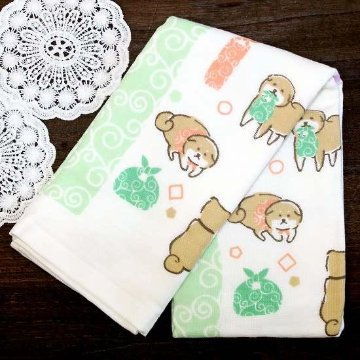 さいか　ガーゼたおる（こそどろわんこ）グリーンの画像