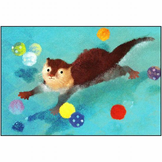 菜生　ポストカード（プールあそび・カワウソ）の画像