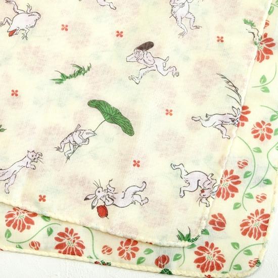 京都くろちく　両面ガーゼてぬぐい（戯画と蔓花）の画像