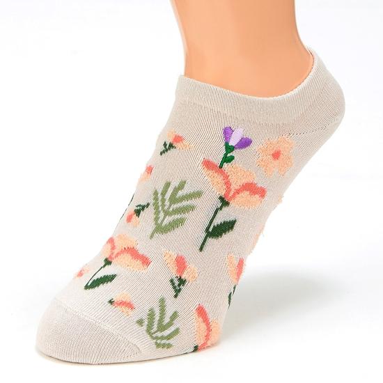 Plus Vanilla スニーカーソックス（モール北欧花柄 花刺繍）の画像