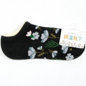 Plus Vanilla スニーカーソックス（モール北欧花柄 花刺繍）の画像