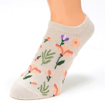 Plus Vanilla スニーカーソックス（モール北欧花柄 花刺繍）の画像