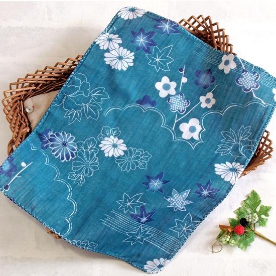 京都くろちく　両面ガーゼはんかち（浅葱色）の画像