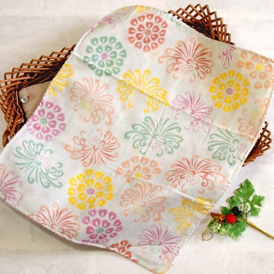 京都くろちく　両面ガーゼはんかち（菊日和）の画像