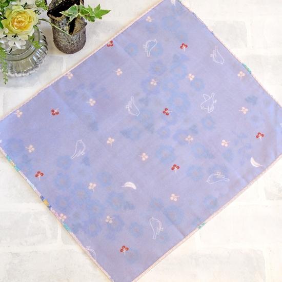 京都くろちく　両面ガーゼはんかち（瑠璃唐草）の画像