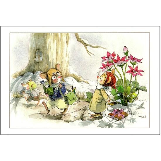 いなとめ まきこ ポストカード（雪割草と小さな恋）の画像