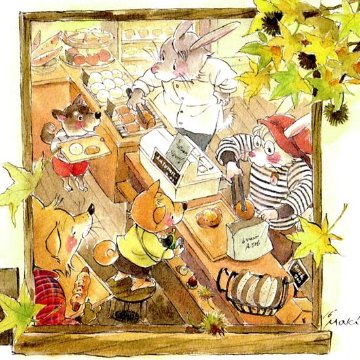 いなとめ まきこ ポストカード（大好きなパン屋さん）の画像