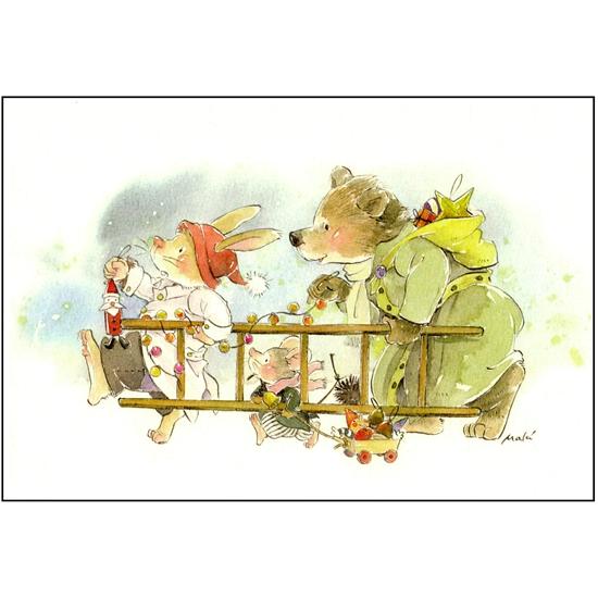 いなとめ まきこ ポストカード（ツリーを飾ろう！）の画像