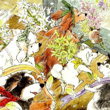 いなとめ まきこ ポストカード（Fairy Dogs/February）の画像