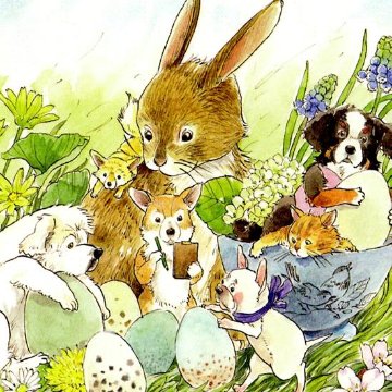 いなとめ まきこ ポストカード（Fairy Dogs/April）の画像