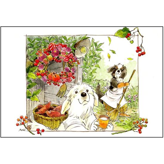 いなとめ まきこ ポストカード（Fairy Dogs/October）の画像