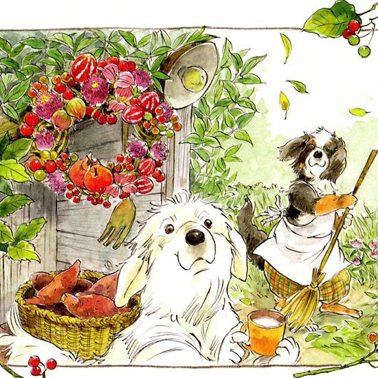 いなとめ まきこ ポストカード（Fairy Dogs/October）の画像